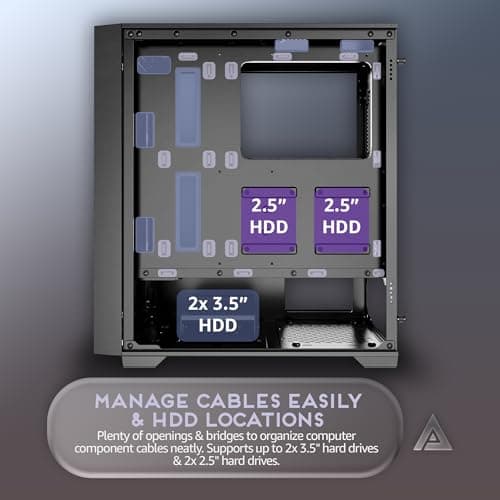 Apevia Genesis Pro ATX Mid Tower Black with Tempered Glass Side Panel and USB 3.2 Gen 1 Type-C, USB 2.0 Type-A image