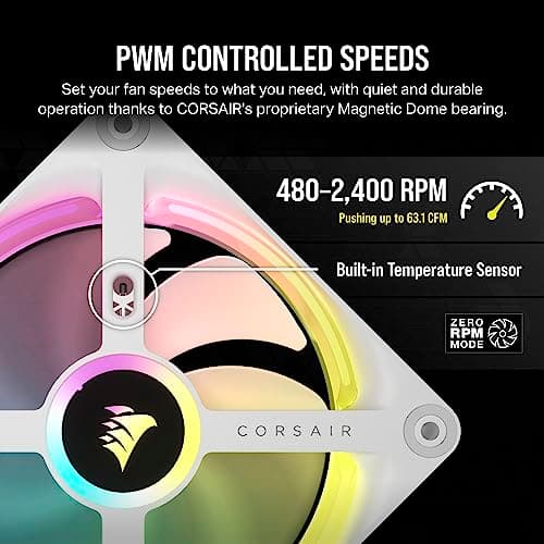 Corsair iCUE LINK QX120 RGB Starter Kit 120mm White Addressable RGB PWM 63.1 CFM 3-Pack image