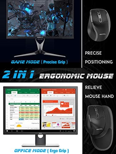 Newtral Small Size (Small,Medium,Large Available) Semi-Vertical Wireless Ergonomic Mouse,All Buttons Programmable, 800/1600/2400 DPI, Detachable Magnetic Palm Support (S) image