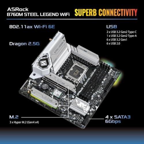ASRock B760M Steel Legend WiFi LGA1700 DDR5 Micro ATX image
