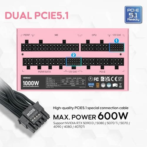 Vetroo GV1000 ATX 1000W Fully Modular 80+ Gold Certified image