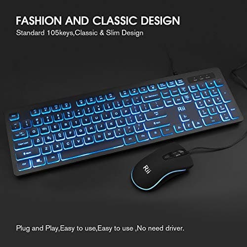 Rii RK105 RGB Wired Gaming Keyboard With Optical Mouse image