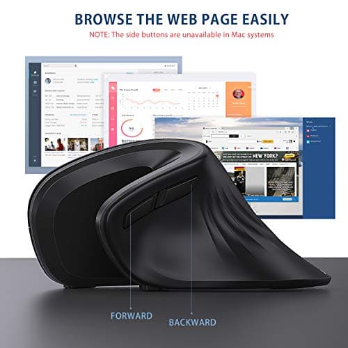 Bluetooth Ergonomic Mouse, Jelly Comb Advanced Vertical Wireless Bluetooth Mouse 2.4GHz Optical Vertical Mice, Easy Switch Between 2 Devices with Bluetooth and USB Connection MV045-Black image