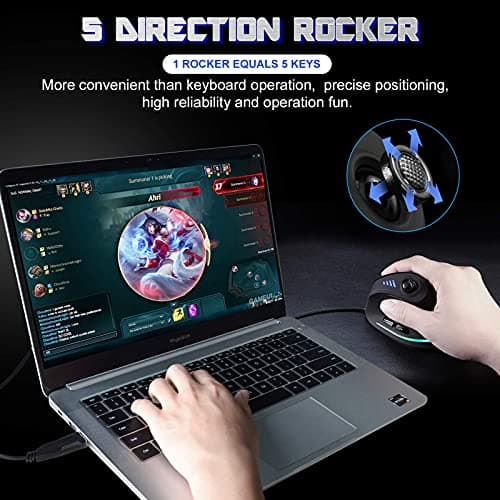 Gaming Mouse with 5 D Rocker, TRELC Ergonomic Mouse with 10000 DPI/11 Programmable Buttons, RGB Vertical Gaming Mice Wired for PC/Laptop/E-Sports/Gamer (Black) image