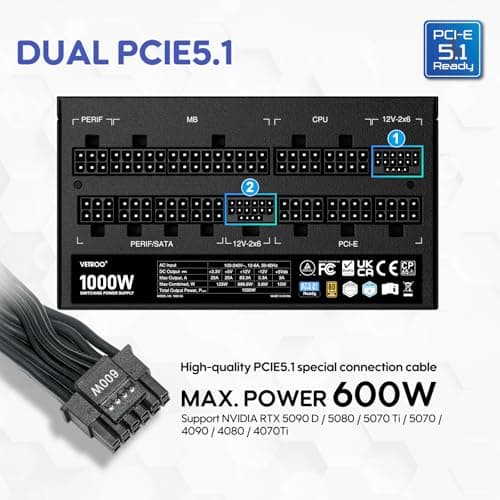 Vetroo GV1000 ATX 1000W Fully Modular 80+ Gold Certified image