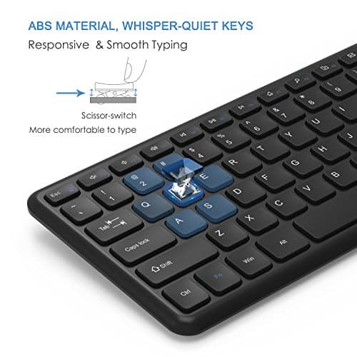 Wireless Keyboard and Mouse, Jelly Comb 2.4GHz Ultra Thin Full Size Wireless Keyboard Mouse Combo Set with Number Pad for Computer, Laptop, PC, Desktop, Notebook, Windows 7, 8, 10-(Black) image