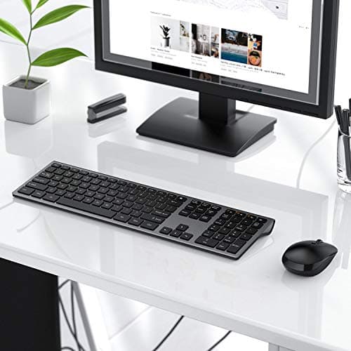 Wireless Keyboard and Mouse Combo - LEKVEY Slim Keyboard Mice, 2.4GHz 109 Keys Full Size Wireless Keyboard Mouse Set, with Number Pad, Silent Click, Stylish Design, US Layout (QWERTY), Space Gray image