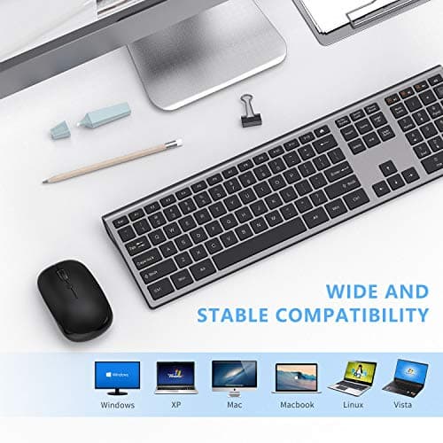 Wireless Keyboard and Mouse Combo - LEKVEY Slim Keyboard Mice, 2.4GHz 109 Keys Full Size Wireless Keyboard Mouse Set, with Number Pad, Silent Click, Stylish Design, US Layout (QWERTY), Space Gray image