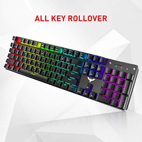 Havit Mechanical Gaming Keyboard and Mouse Combo Blue Switch 104 Keys Rainbow Backlit Keyboards, 4800DPI 7 Button Mouse Wired for PC Gamer Computer Laptop image