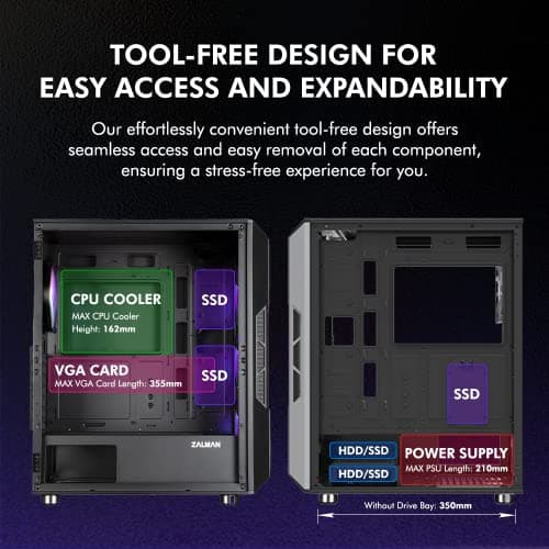 Zalman i3 NEO ATX Mid Tower Black / Silver Tempered Glass Side Panel image