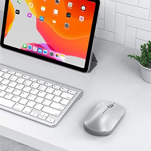 OMOTON Bluetooth Mouse for iPad and iPhone (iPadOS 13 / iOS 13 and Above), Ultra-Thin Wireless Mouse Compatible with Bluetooth Enabled Computer, Laptop, PC, Notebook, and Mac Series, Silver image