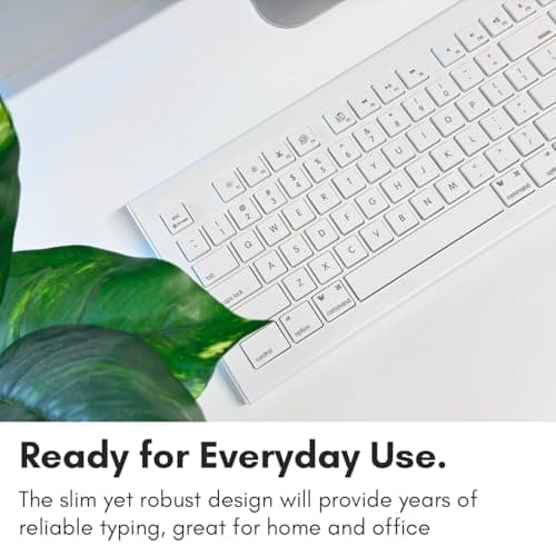 Macally Full Size USB Wired Keyboard (MKEYE) for Mac and PC (White) w/ Shortcut Hot Keys image