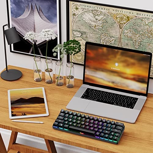 DIERYA Mechanical Gaming Keyboard 60% True RGB Backlit Bluetooth 4.0 Wired/Wireless LED Computer Keyboard for Multi-Device iPhone Android Mobile PC Laptop - Cherry MX Blue Equivalent Switch (DK-63) image