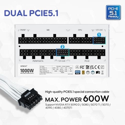 Vetroo GV1000 ATX 1000W Fully Modular 80+ Gold Certified image