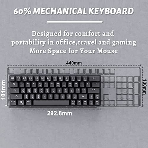 DIERYA Mechanical Gaming Keyboard 60% True RGB Backlit Bluetooth 4.0 Wired/Wireless LED Computer Keyboard for Multi-Device iPhone Android Mobile PC Laptop - Cherry MX Blue Equivalent Switch (DK-63) image