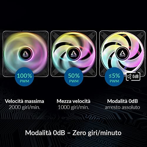 ARCTIC P12 PST 120mm Black A-RGB PWM 0dB 48.8 CFM 3-Pack image