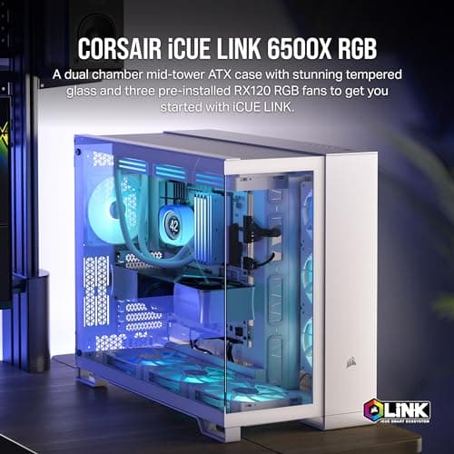 Corsair iCUE LINK 6500X RGB ATX Mid Tower White Tempered Glass image