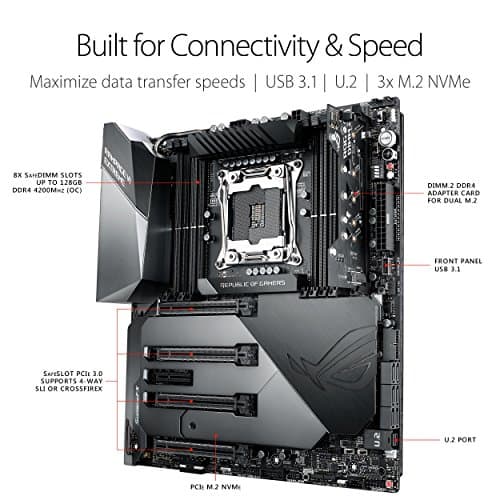 ASUS ROG RAMPAGE VI EXTREME LGA2066 DDR4 M.2 U.2 X299 EATX Motherboard with onboard 802.11AD WiGig Wi-Fi USB 3.1 image