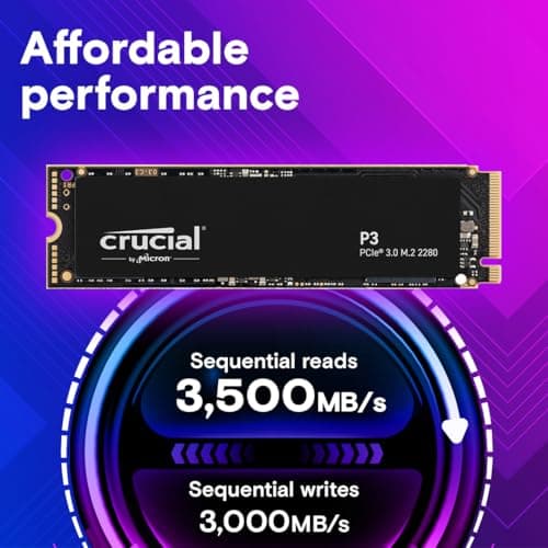 Crucial P3 500GB SSD M.2-2280 PCIe 3.0 x4 NVMe image