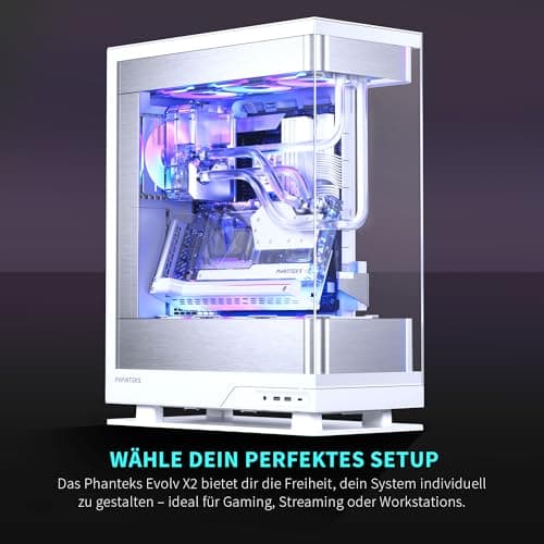 Phanteks EVOLV X2 ATX Mid Tower White Tempered Glass Side Panel with USB 3.2 Gen 2x2 Type-C and USB 3.2 Gen 1 Type-A image