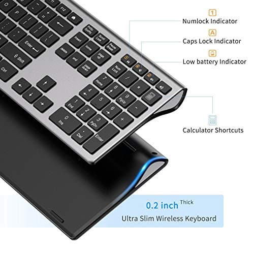 Wireless Keyboard and Mouse Combo - LEKVEY Slim Keyboard Mice, 2.4GHz 109 Keys Full Size Wireless Keyboard Mouse Set, with Number Pad, Silent Click, Stylish Design, US Layout (QWERTY), Space Gray image