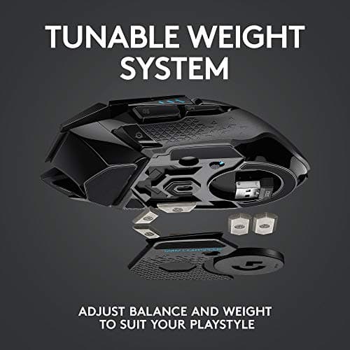 Logitech G502 Lightspeed Wireless Gaming Mouse with Hero 16K Sensor, PowerPlay Compatible, Tunable Weights and Lightsync RGB image