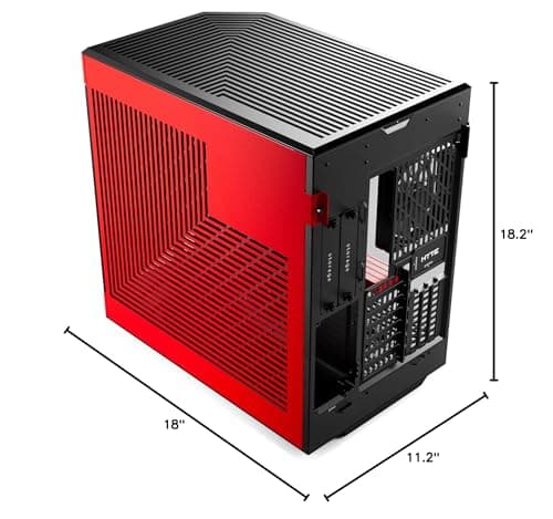 HYTE Y60 ATX Mid Tower Red / Black with Tempered Glass Side Panel and USB 3.2 Gen 2 Type-C, USB 3.2 Gen 1 Type-A image