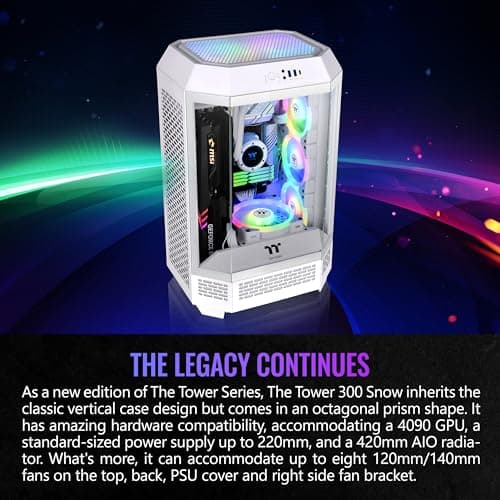 Thermaltake The Tower 300 MicroATX Mini Tower Tempered Glass Side Panel - Snow image