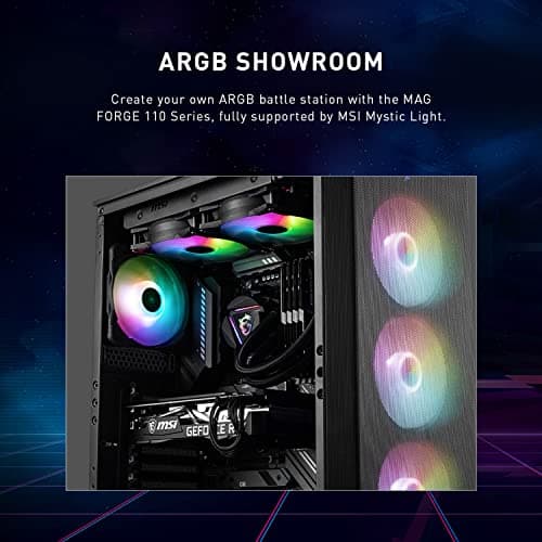 MSI MAG FORGE 112R ATX Mid Tower Black Tempered Glass Side Panel, USB 3.2 Gen 1 Type-A Front Panel image