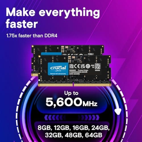 Crucial CT16G56C46S5 Black SODIMM DDR5-5600 CL46 16GB (1x16GB) image