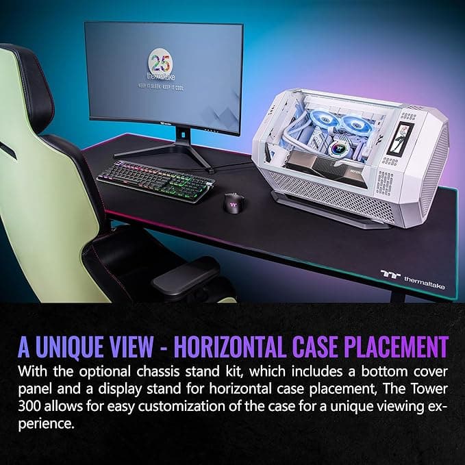Thermaltake The Tower 300 MicroATX Mini Tower Tempered Glass Side Panel - Black image