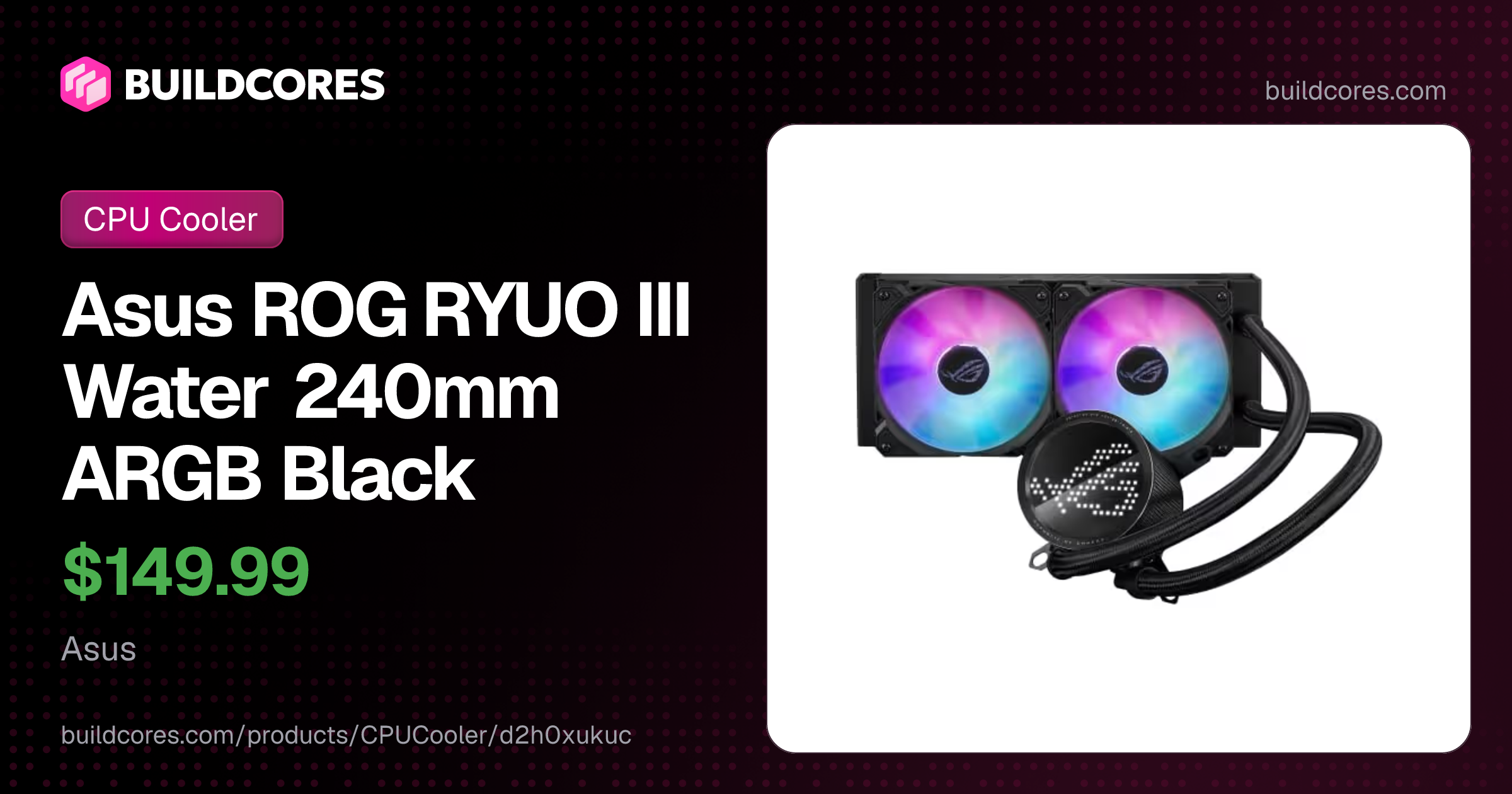 Asus ROG RYUO III Water 240mm ARGB Black | BuildCores