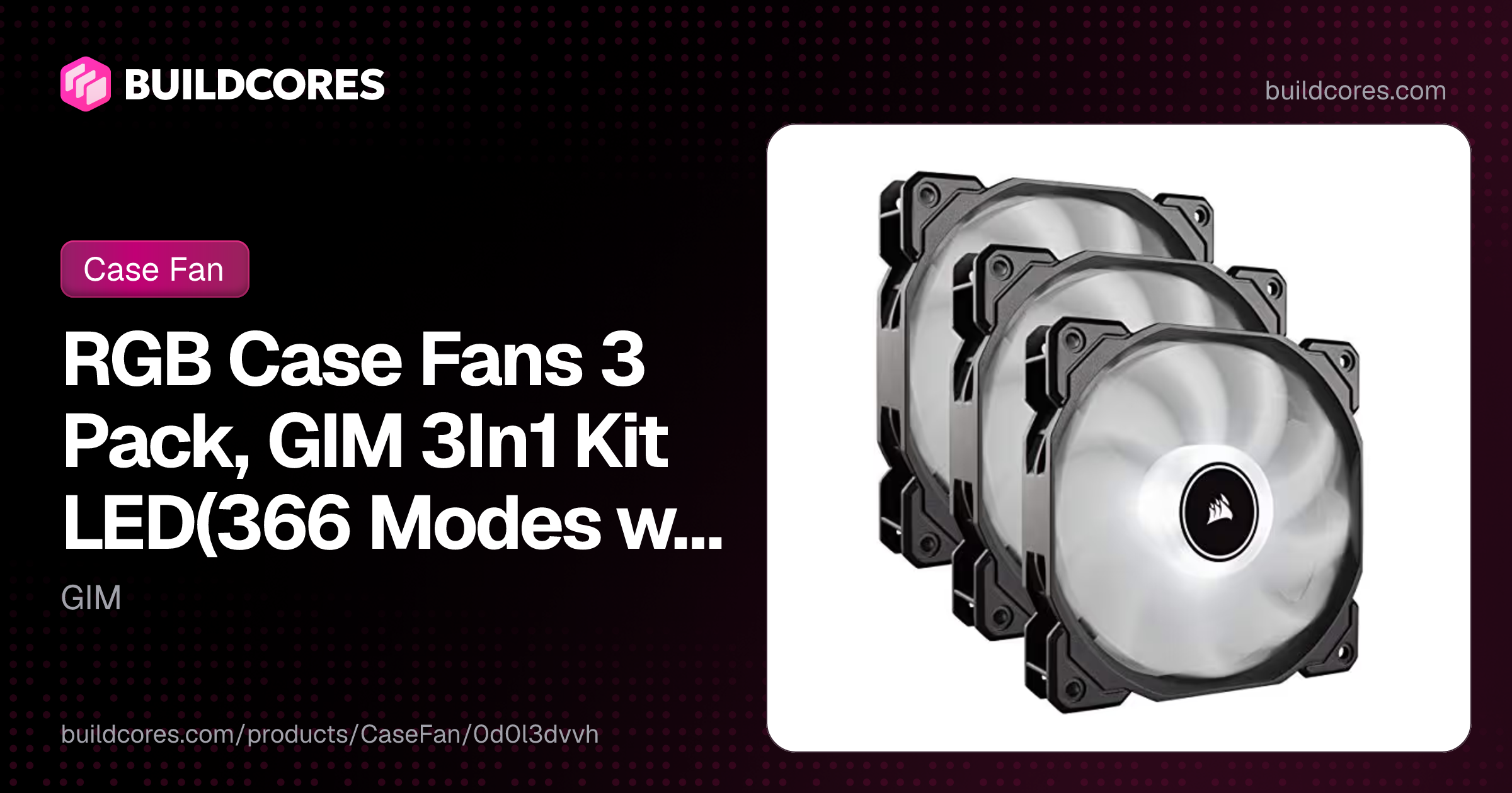 RGB Case Fans 3 Pack, GIM 3In1 Kit LED(366 Modes with Controller and ...