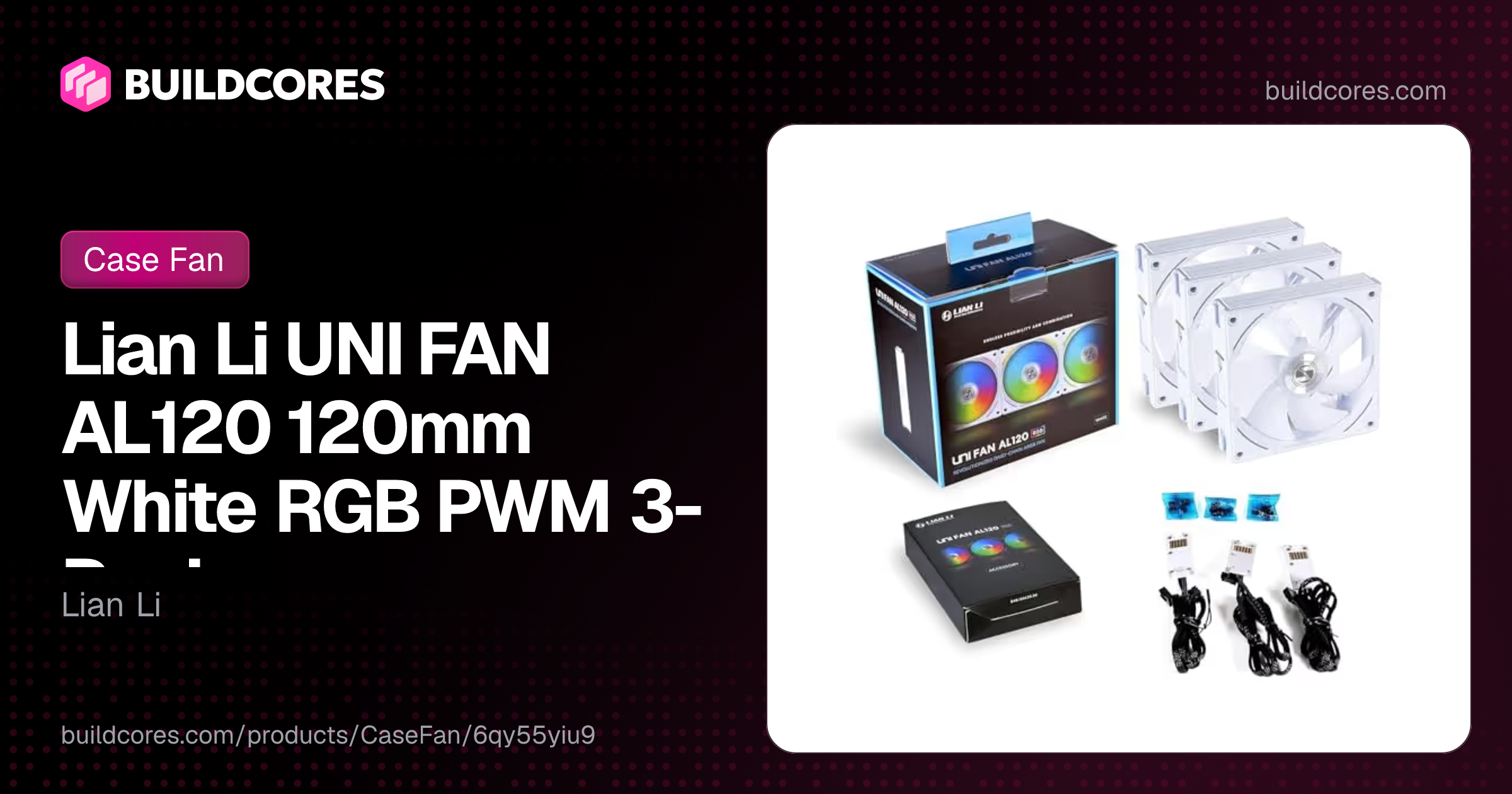 Lian Li UNI FAN AL120 120mm White RGB PWM 3-Pack | BuildCores