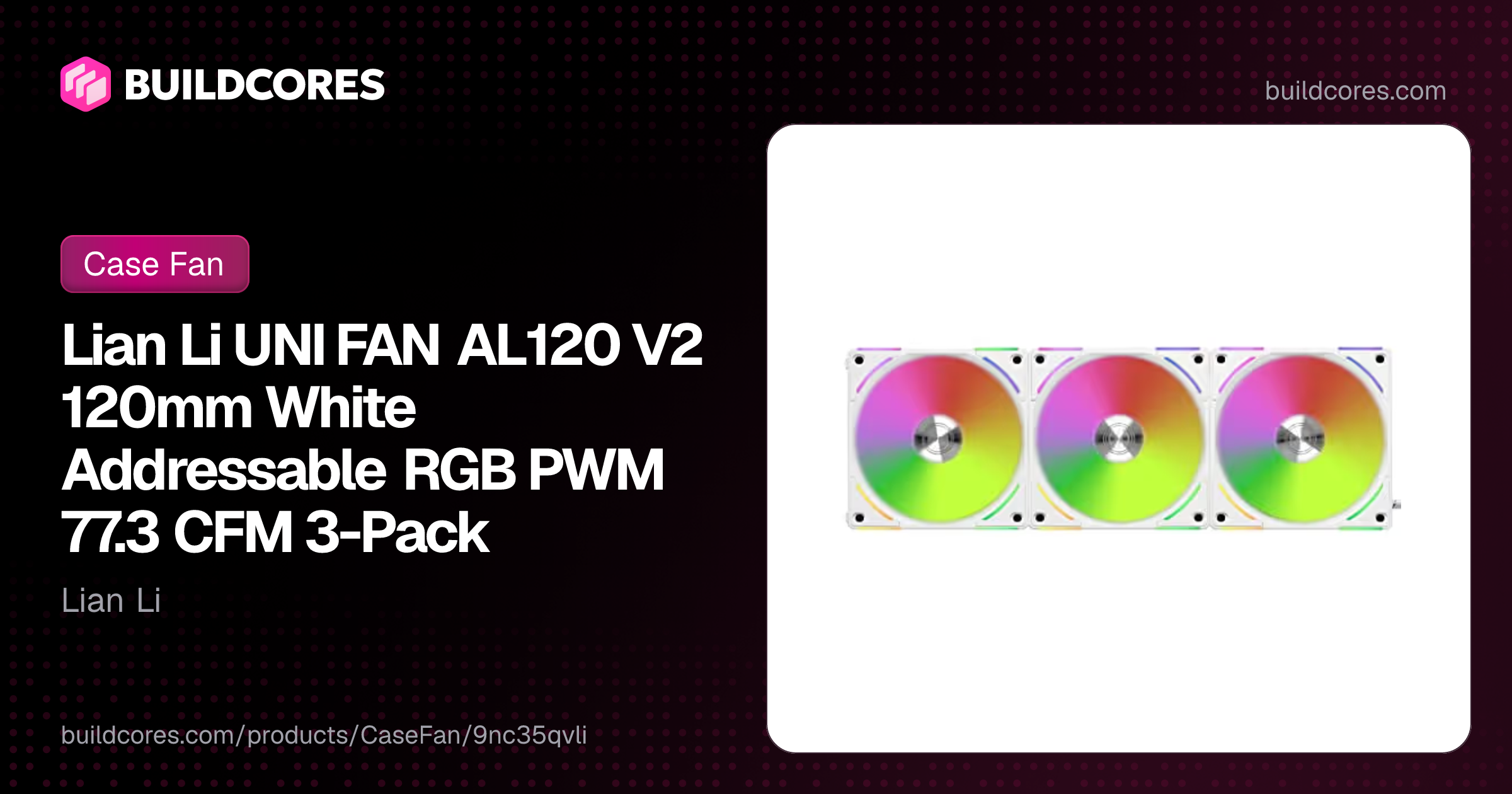 Lian Li UNI FAN AL120 V2 120mm White Addressable RGB PWM 77.3 CFM 3 ...
