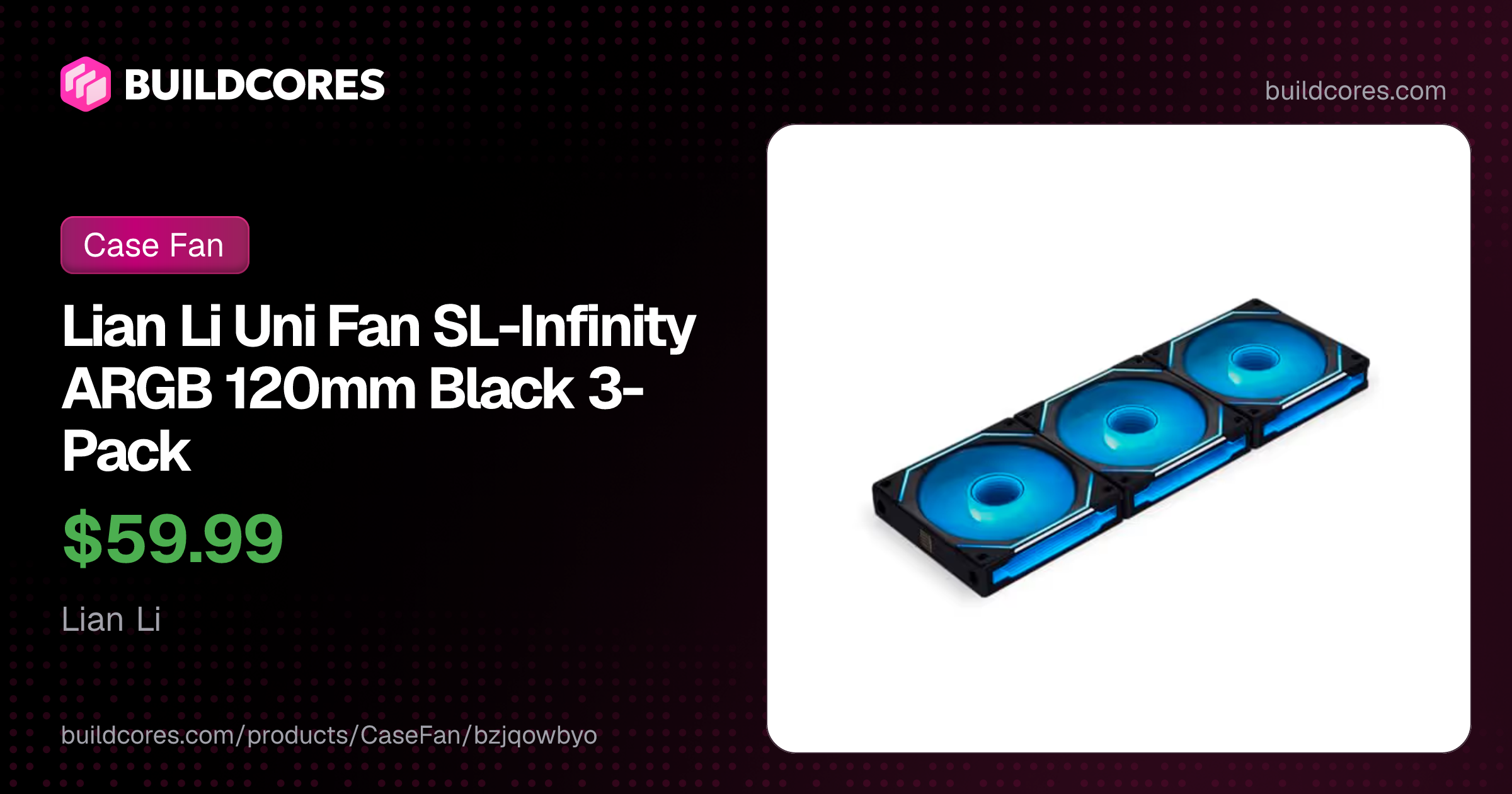 Lian Li Uni Fan SL-Infinity ARGB 120mm Black 3-Pack | BuildCores