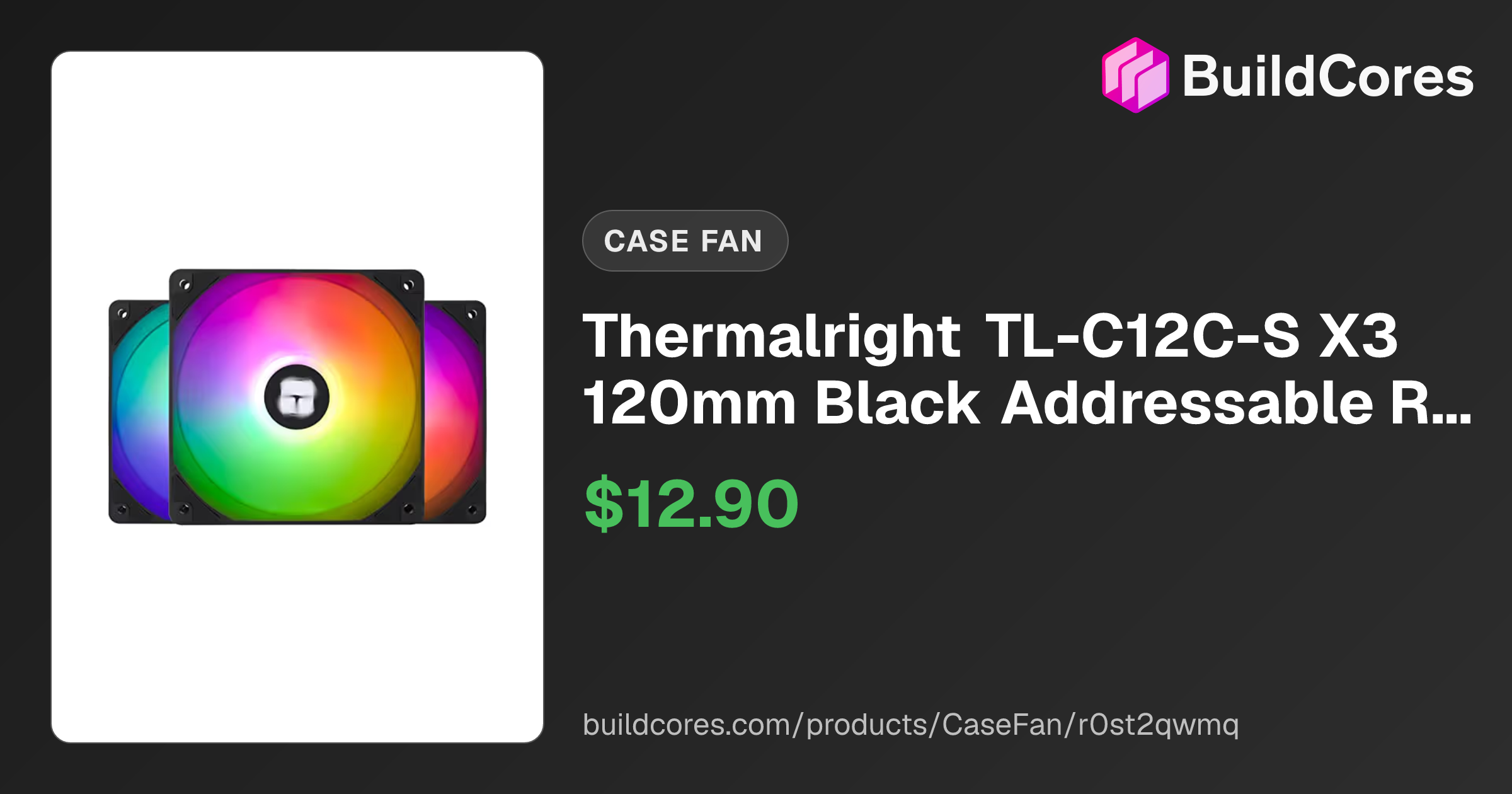 Theralright TL-C12C X3 CPU Fan 120 Case Cooler Fan, 4pin PW Silent Coputer Fan avec