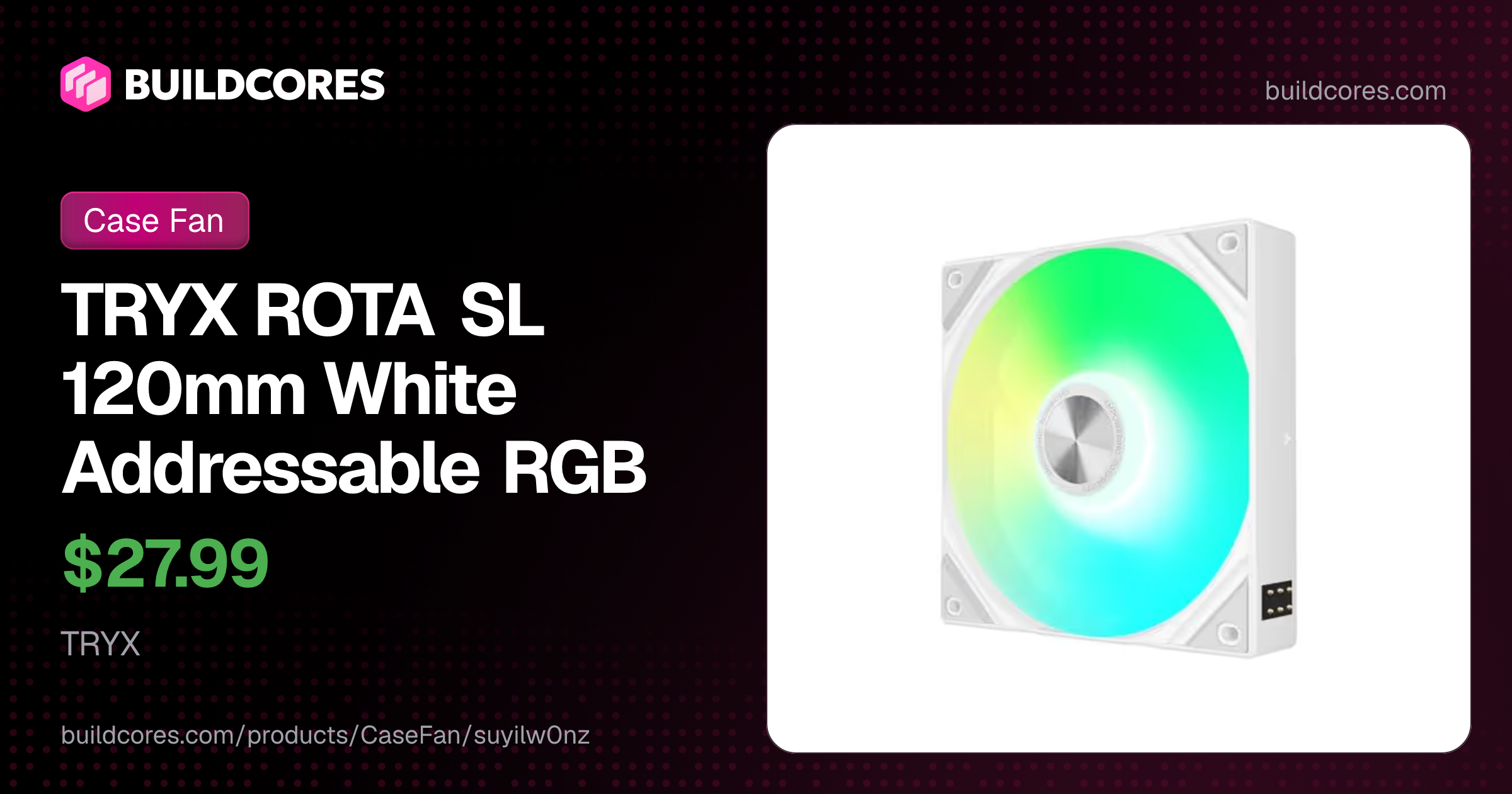 TRYX ROTA SL 120mm White Addressable RGB | BuildCores