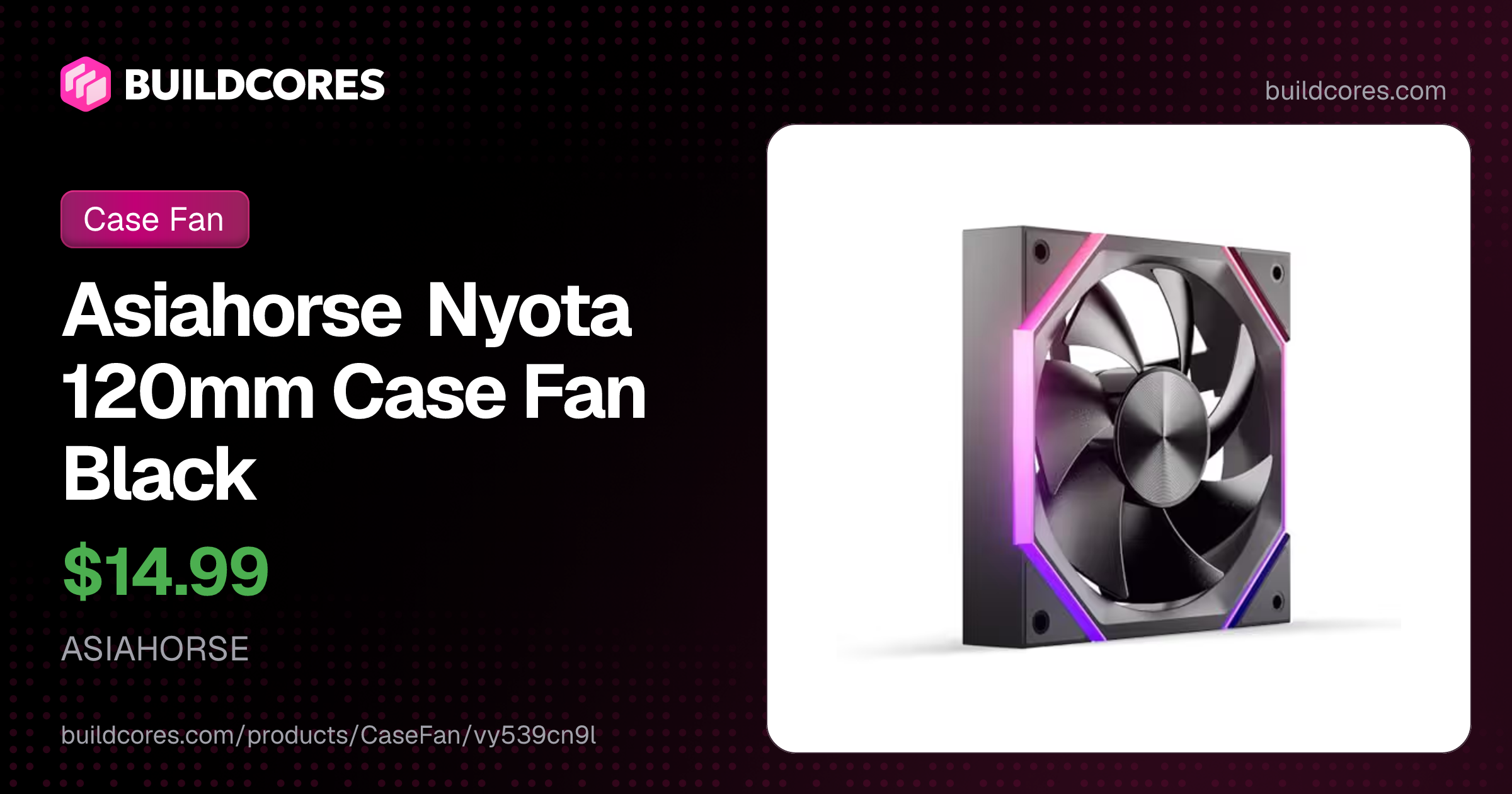 Asiahorse Nyota 120mm Case Fan Black | BuildCores