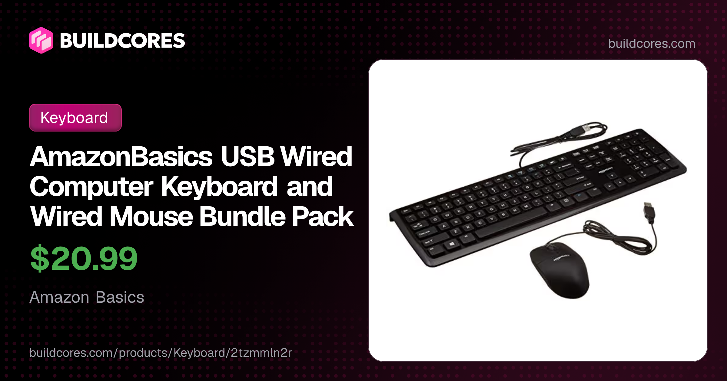 AmazonBasics USB Wired Computer Keyboard and Wired Mouse Bundle Pack ...