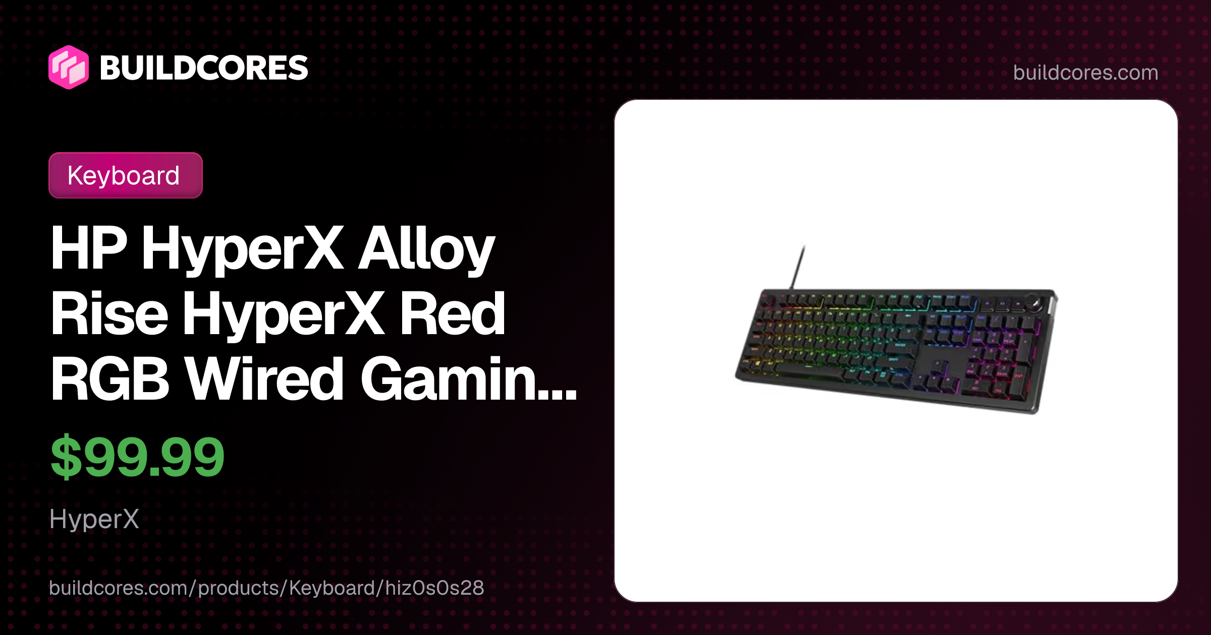 HP HyperX Alloy Rise HyperX Red RGB Wired Gaming Keyboard | BuildCores