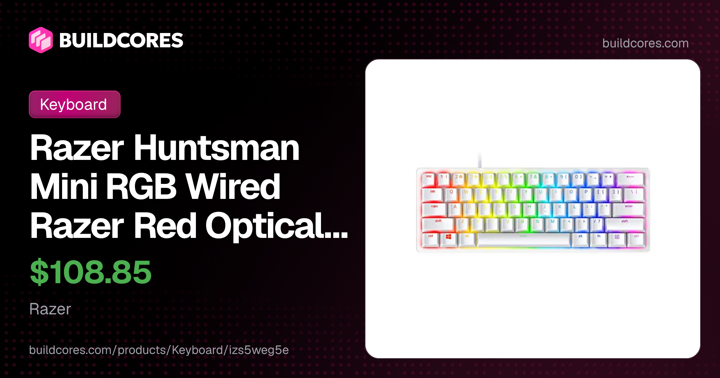 Razer Huntsman Mini RGB Wired Razer Red Optical Linear Gaming Keyboard ...