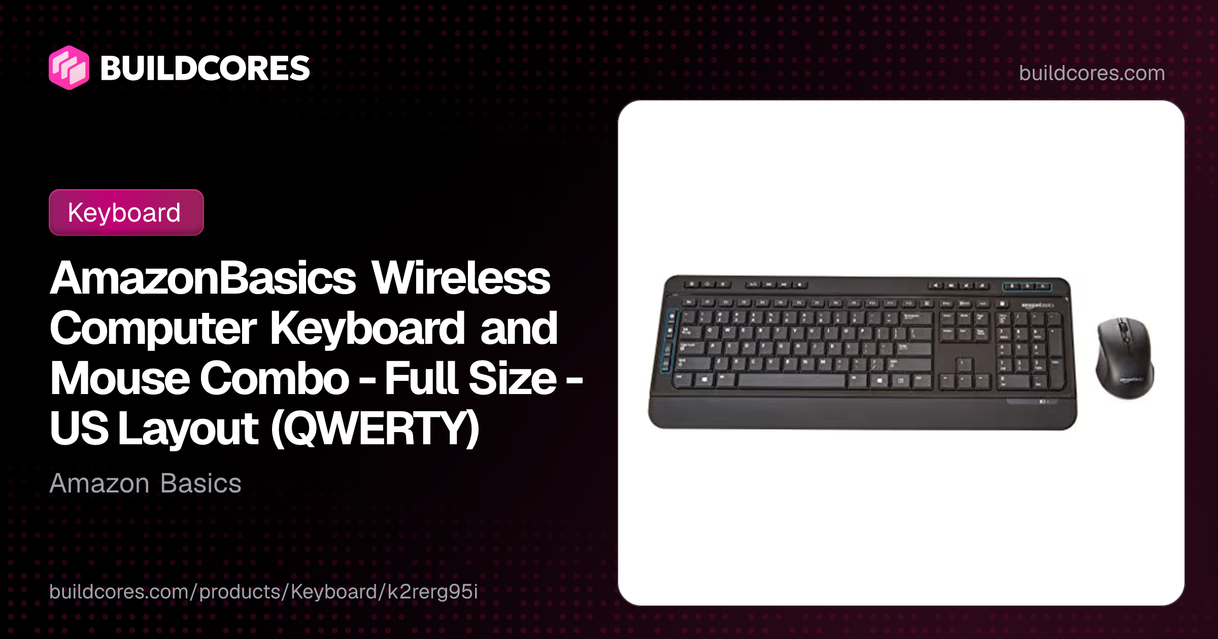 AmazonBasics Wireless Computer Keyboard and Mouse Combo - Full Size ...