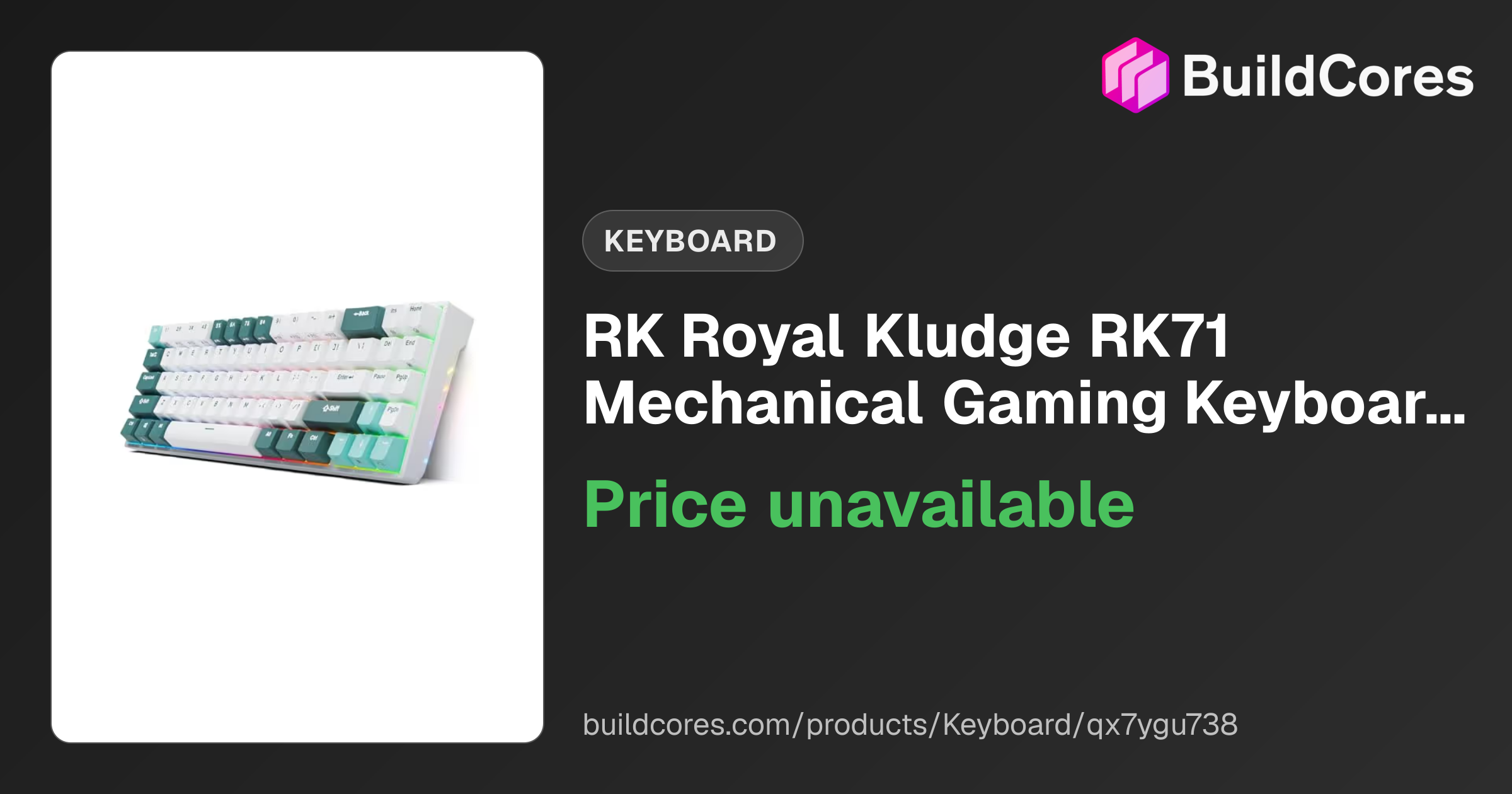 RK Royal Kludge RK71 Mechanical Gaming Keyboard RGB Bluetooth | BuildCores