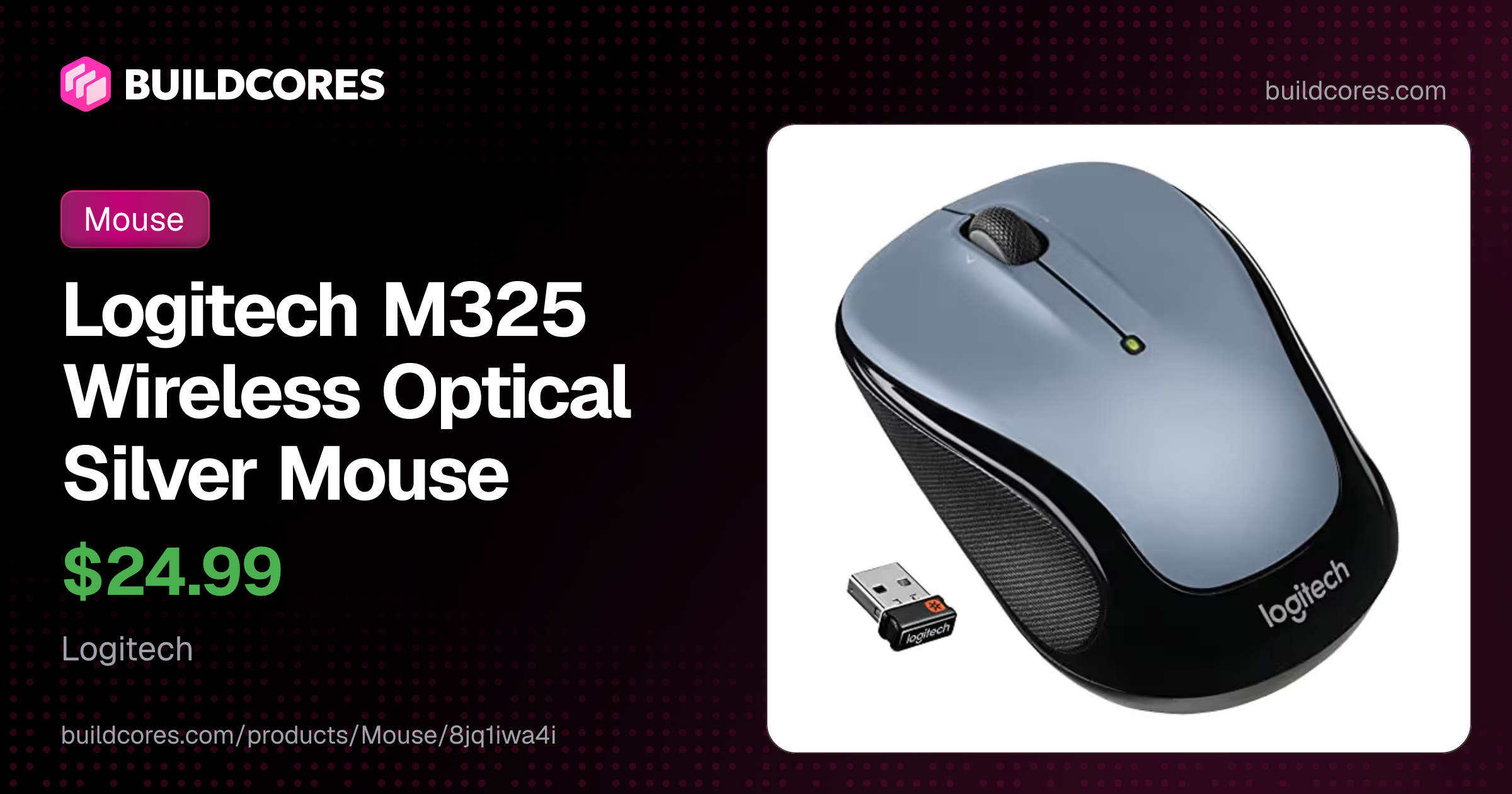 Logitech M325 Wireless Optical Silver Mouse | BuildCores