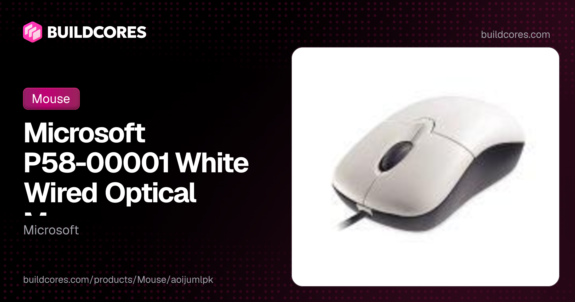 Microsoft P58-00001 White Wired Optical Mouse | BuildCores