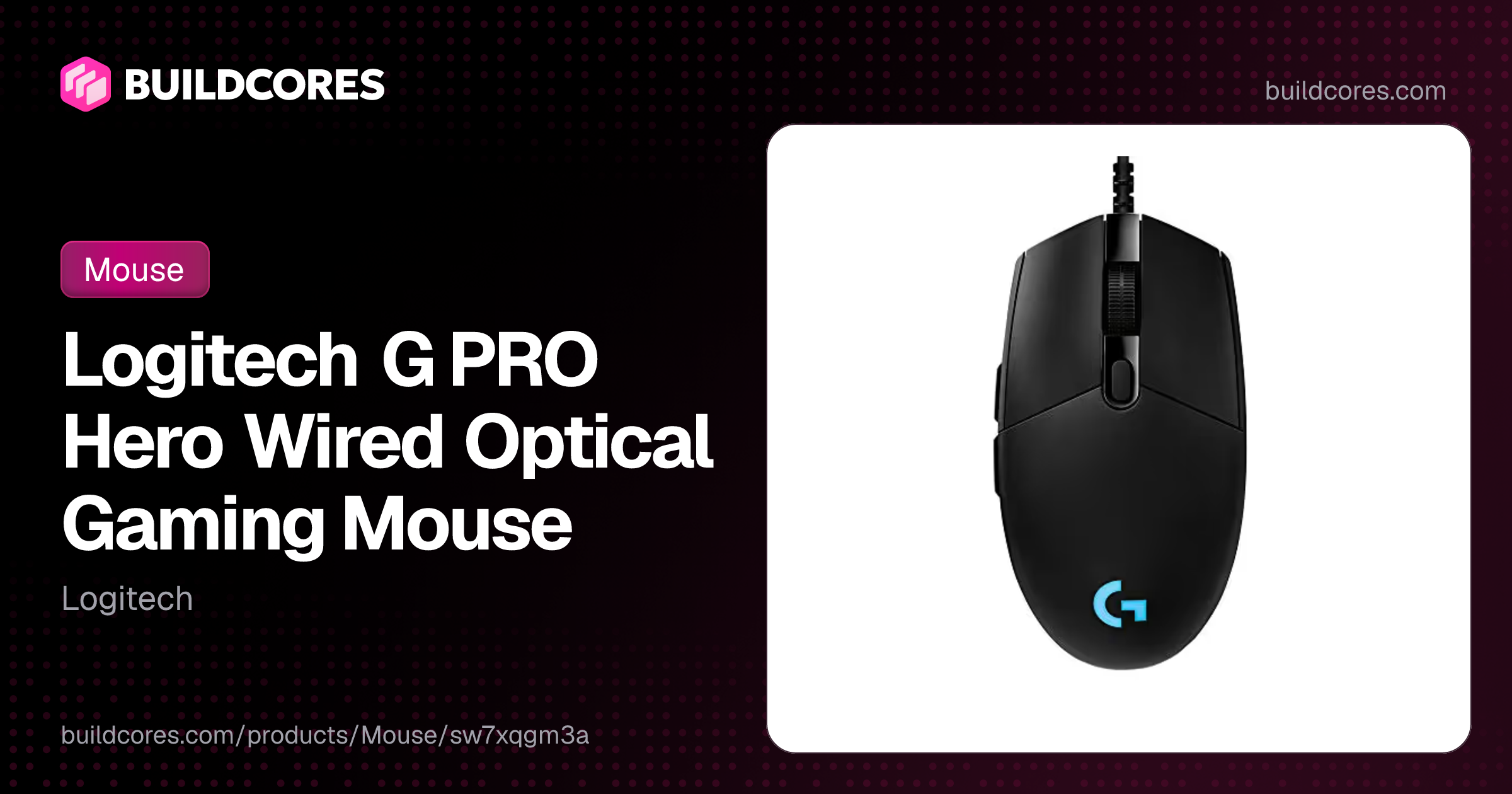 Logitech G PRO Hero Wired Optical Gaming Mouse | BuildCores