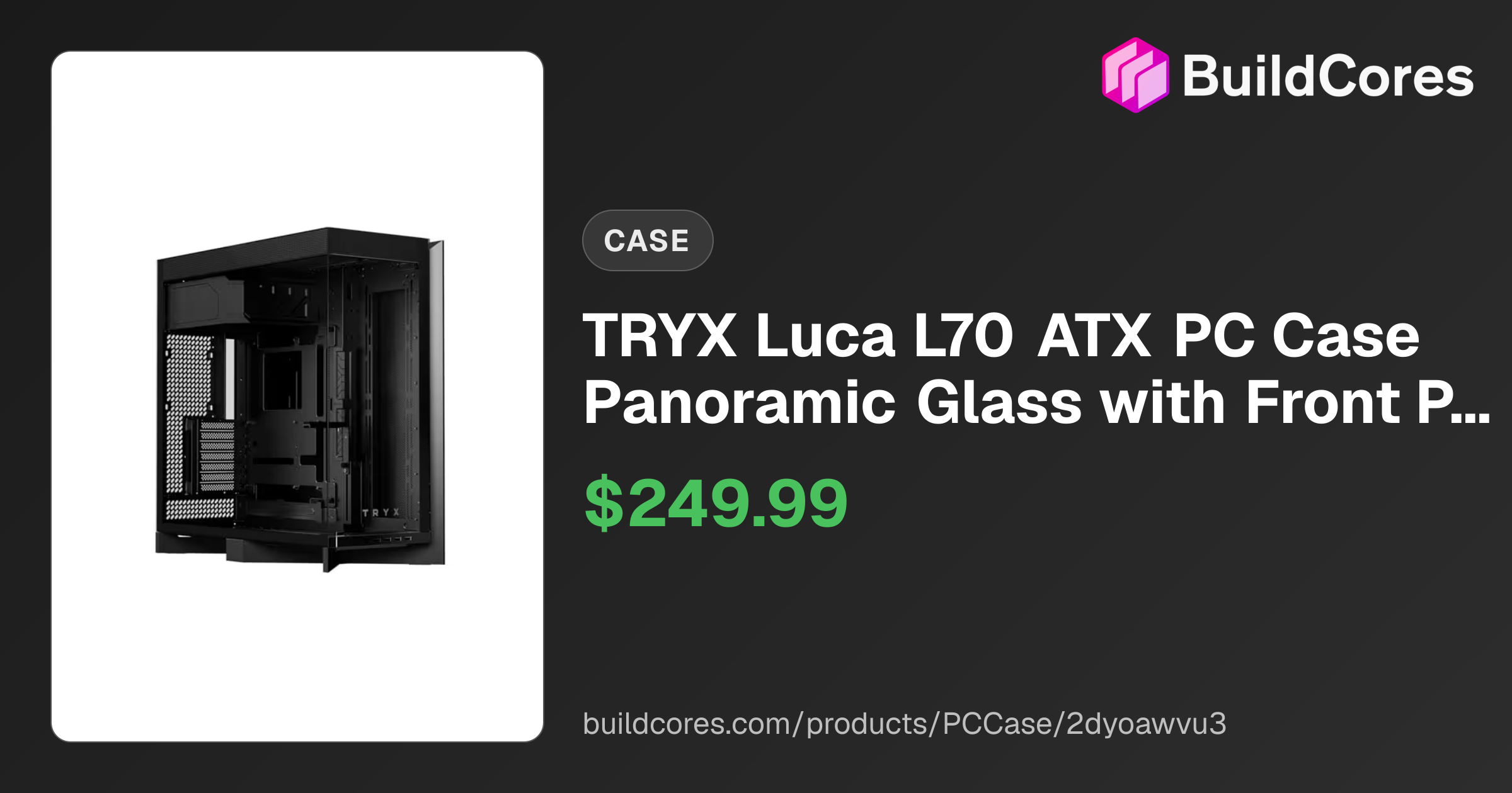 TRYX Luca L70 ATX PC Case Panoramic Glass with Front Panel ATX Case Top ...