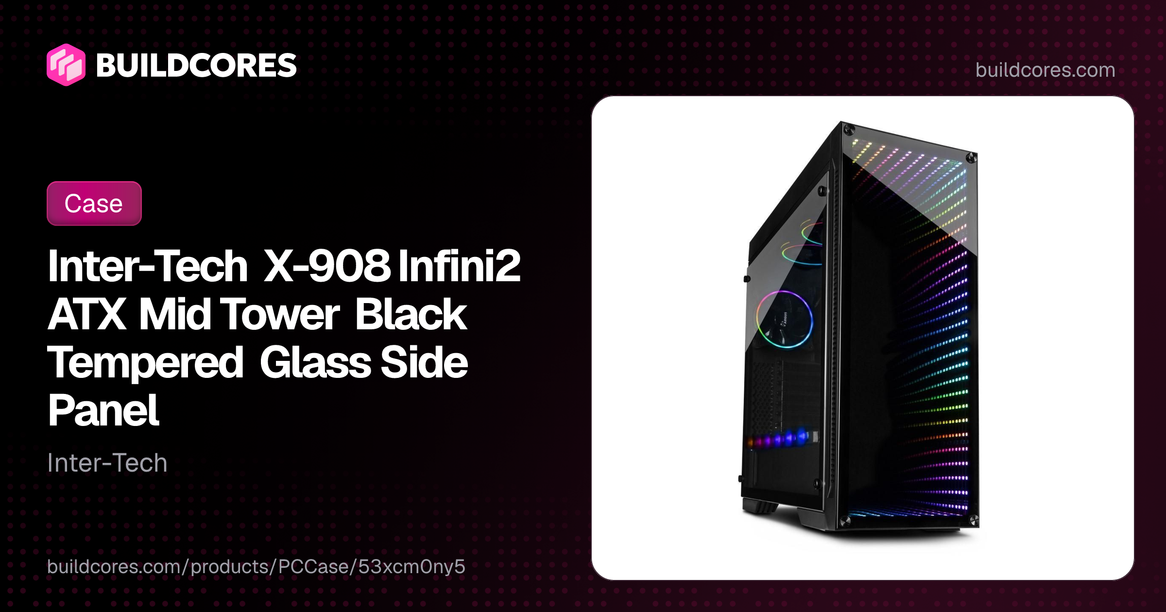 Inter-Tech X-908 Infini2 ATX Mid Tower Black Tempered Glass Side Panel ...