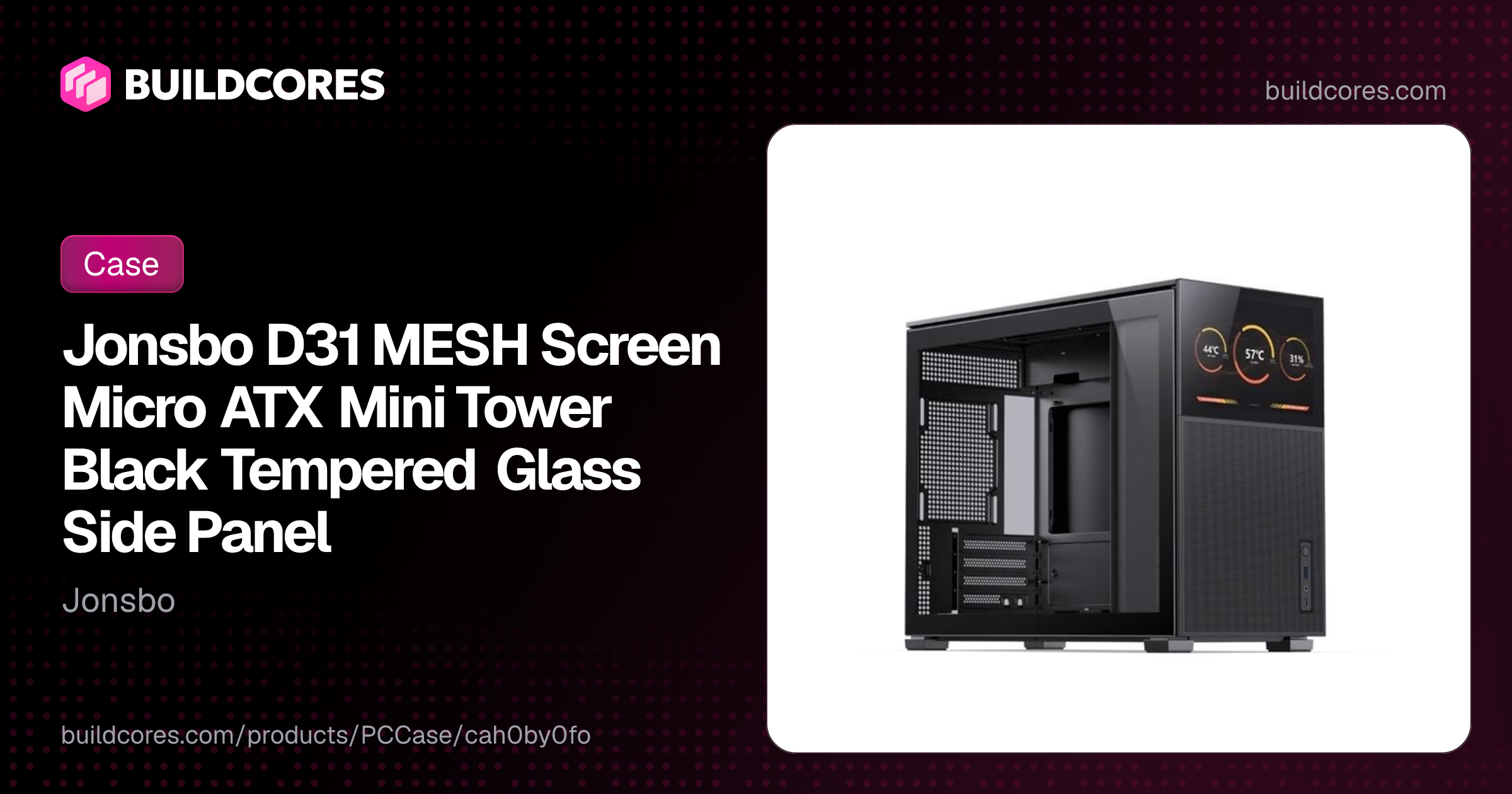 Jonsbo D31 MESH Screen Micro ATX Mini Tower Black Tempered Glass Side ...